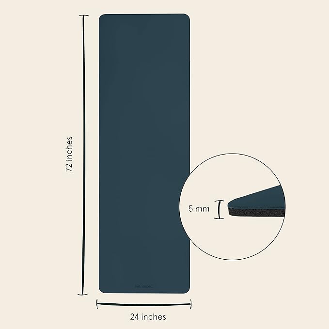 Retrospec Laguna 5mm Yoga Mat - Fitness Mat for Women, Men & Children, Slip-Resistant and Moisture Absorbing Exercise Mat for Home, Pilates, Yoga and Floor Workouts-GravixFit