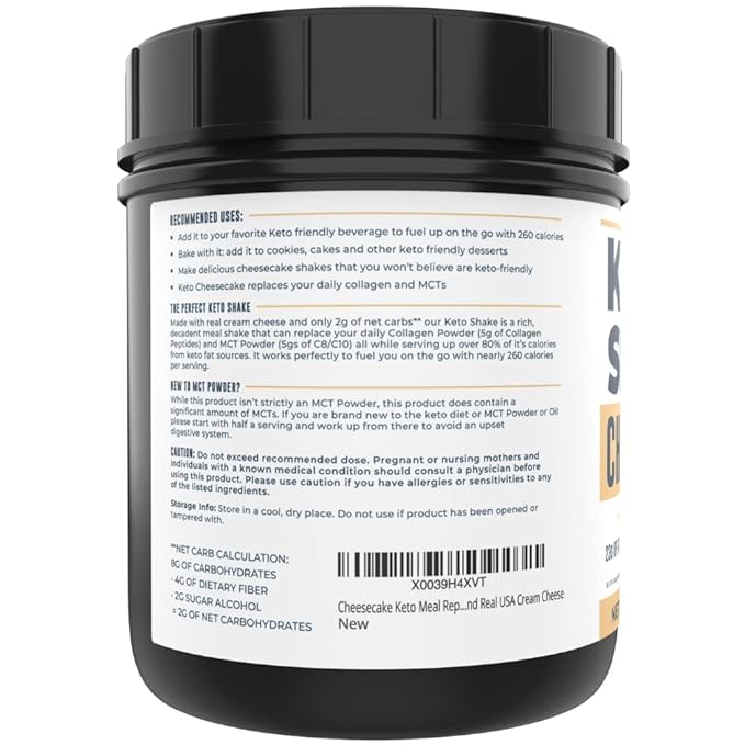 16oz Cheesecake Keto Meal Replacement Shake - Low Carb Keto Protein Powder Mix, High Fat Protein Shake with MCTs from Coconut Oil Powder, Collagen Peptides and Real USA Cream Cheese - 2 Net Carbs-GravixFit
