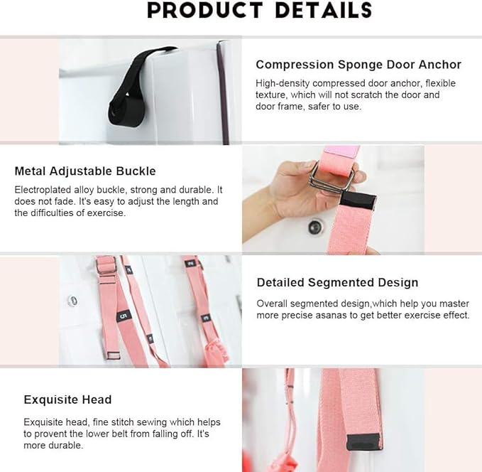 Yoga Fitness Stretching Strap, Adjustable Leg Stretcher Back Bend Assist Trainer, Improve Leg Waist Back Flexibility Home Gym Equipment for Rehab Pilates Ballet Cheerleading Splits Gymnastics-GravixFit