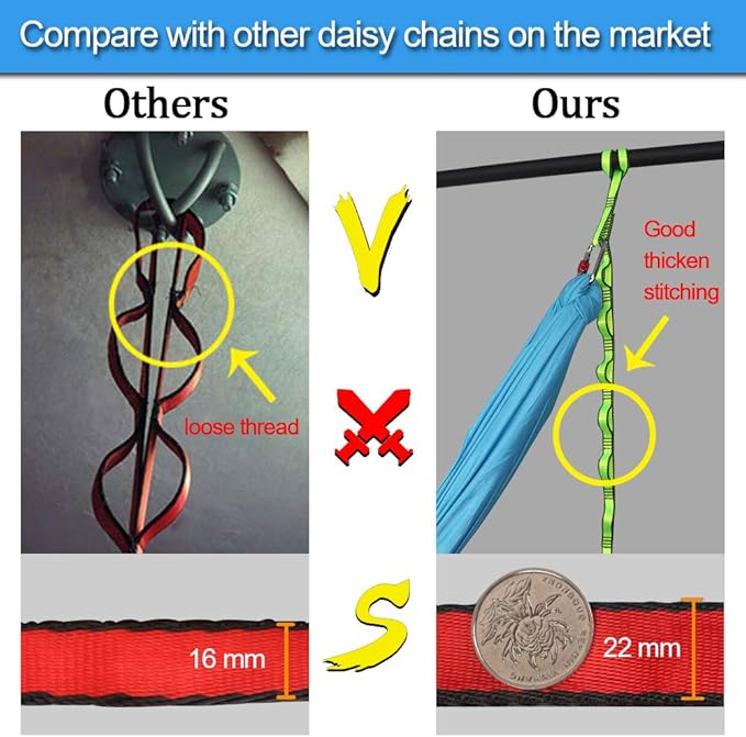 KIKIGOAL 2pcs Safety Daisy Chains Strong Climbing Strap Adjustable Nylon Strap Rope Yoga Pilates Stretching Straps-GravixFit