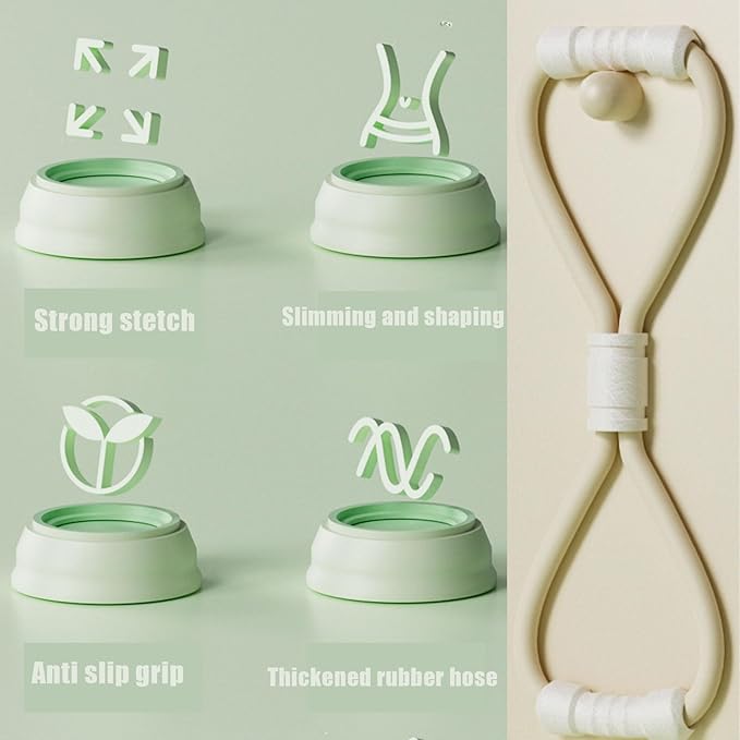 Elastic Fitness Pulling Rope Chest Expander Yoga Rubber Tension Band for Abdomen Arm Leg Stretching Fitness Training+Three Circumference Tape Measure Fitness Circumference Ruler Arm Leg Abdomen Ruler-GravixFit