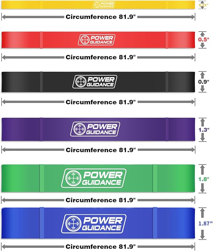 POWER GUIDANCE Resistance Bands, Set of 5 Pull Up Bands, Pull Up Assistance Bands, Exercise Bands, Resistance Bands Set for Legs, Working Out, Muscle Training, Physical Therapy, Shape Body-GravixFit