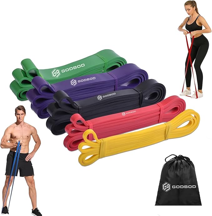 Resistance Bands Set – 5 Long Loop Bands for Home Workouts, Pull-Ups, Physical Therapy & Recovery – Heavy to Light Exercise Bands with Carry Bag – Durable Fitness Bands for Men & Women-GravixFit