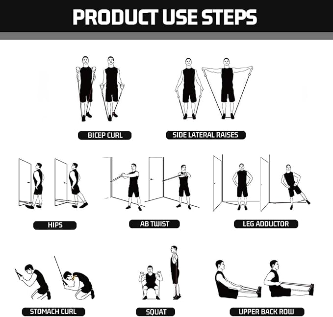 VEICK Resistance Bands, Exercise Bands for Working Out with Handles, Elastic Workout Bands for Men Women, Exercising Bands for Strength Training Equipment at Home Gym-GravixFit