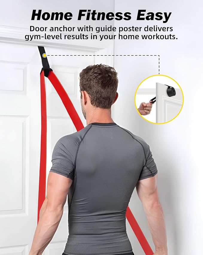 Zacro Resistance Bands, 6 Resistance Levels Pull Up Assistance Bands, Exercise Bands for Men&Women, Heavy Duty Resistance Band Set with Door Anchor, for Working Out, Muscle Training, Physical Therapy-GravixFit