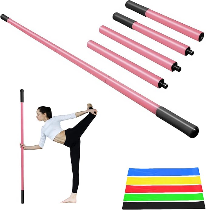 5ft Yoga Stick - Sturdy Steel Adjustable Stretching Stick for Mobility,Flexibility & Balance | Non-Slip Ends & Foam Handles | Exercise Pole for Fitness,Physical Therapy,Posture Correction-GravixFit