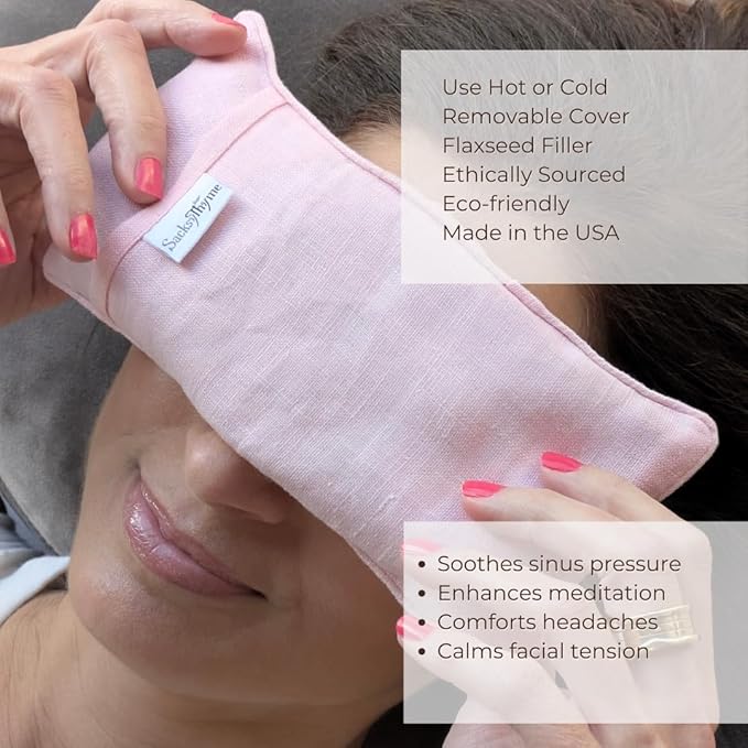 Organic Linen Eye Pillow - Lavender & Flaxseed for Relaxation, Yoga, Stress Relief - Microwavable Heating Pad & Cool Compress - Made in USA - Gifts for Meditation-GravixFit