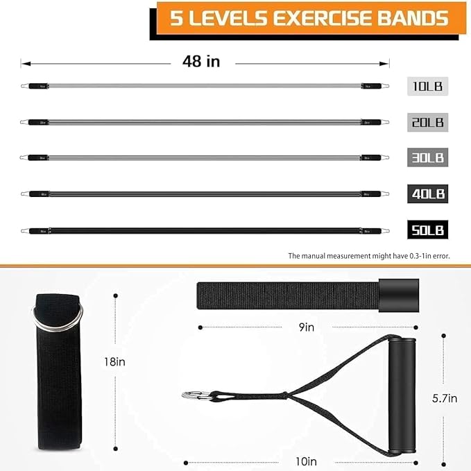 VEICK Resistance Bands, Exercise Bands for Working Out with Handles, Elastic Workout Bands for Men Women, Exercising Bands for Strength Training Equipment at Home Gym-GravixFit