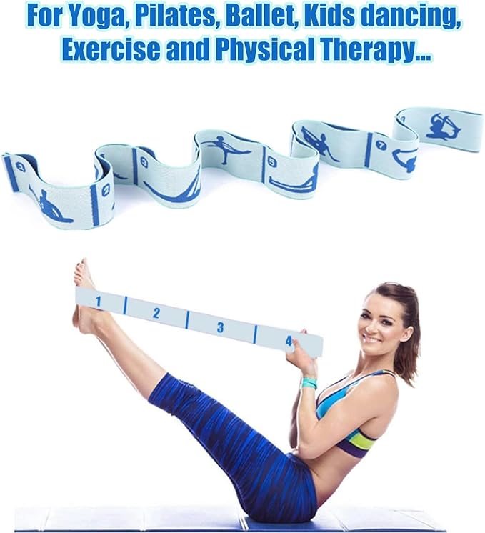 Elastic Yoga Stretching Strap with Loops, CEILIWEN Stretch Straps For Physical Therapy, Pilates Stretch Band, Elastic Exercise Bands, Leg Stretching Strap, Stretch Resistance Bands For Exercise-GravixFit