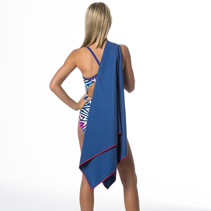 Flow Hydro Sport Towel - Microfiber Quick Dry Swimming Towels for Swim, Pool, Triathlon, and Other Water Sports in Medium, Large, Extra Large, and Hooded Sizes (Navy, Large (60" x 30"))-GravixFit