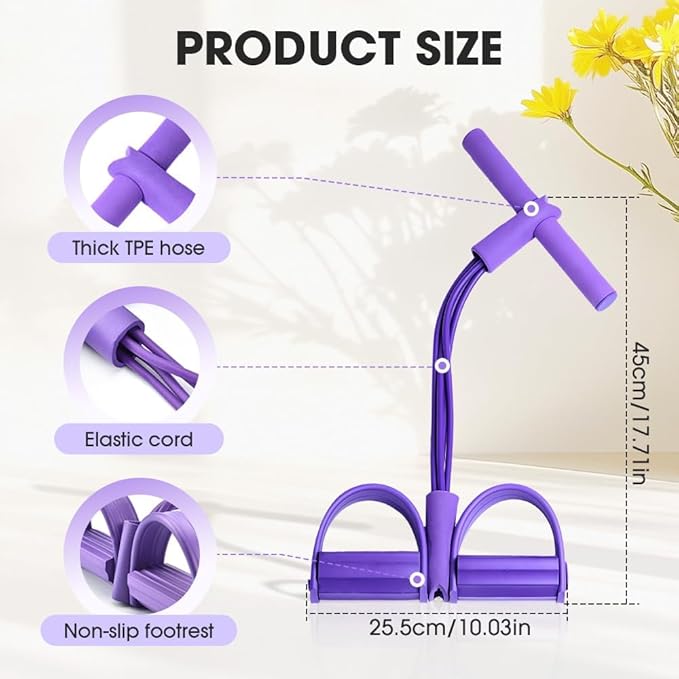 21 Fitness Resistance Bands-6 Tube Pedal Ankle Puller | 2025 Upgrade 6-Level Elastic Exercise Bands with Yoga Pedal | Natural Latex Workout Equipment for Sit Up/ABS/Leg Training (Women & Men)-GravixFit