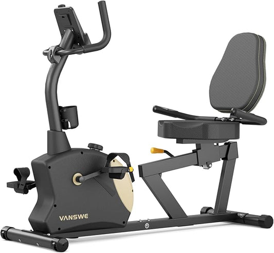 VANSWE Recumbent Exercise Bike for Adults Seniors - Recumbent Bikes for Home with Magnetic Resistance, Bluetooth and App Connectivity, Pulse Sensor-GravixFit
