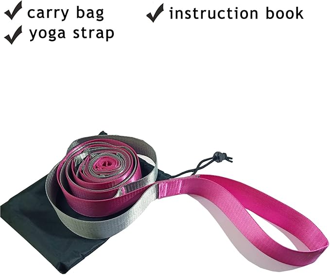 SANKUU Yoga Straps Stretching Strap with 12 Loops Workout Poster, Straps for Stretching Physical Therapy Equipment Long Stretch Out Bands for Exercise, Pilates and Gymnastics for Women Men-GravixFit