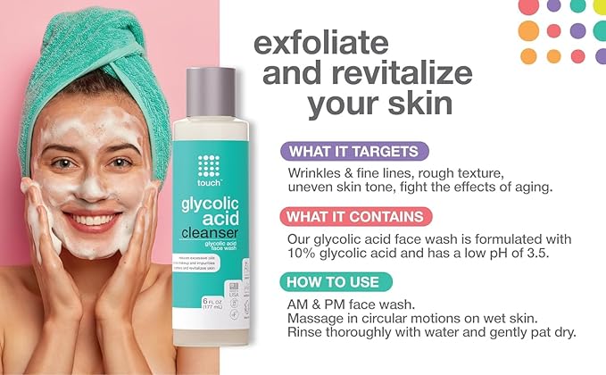 10% Glycolic Acid Face Wash - Exfoliating, Non Drying & Foaming AHA Cleanser - Anti-Aging, Skin Tone & Texture, Wrinkles, Pores, Blackheads - Sulfate Free, Oil Free, & Low PH - 6 oz.-GravixFit