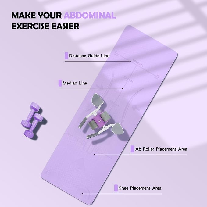 Exercise Equipment Mat for Ab Roller Wheel, Non Slip Abdominal Knee Mat, 6mm Thick Home Gym Floor Pad for Yoga, Pilates, Skipping, 72"L X 24"W X 0.24"Th, TPE-GravixFit