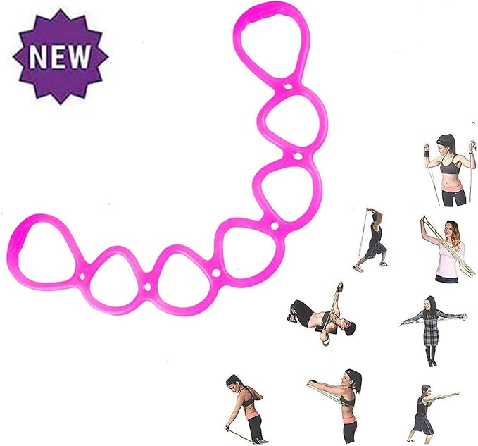 7 Rings Stretch Exercise Band, Portable Silicone Elastic Resistance Band Pilates Flexbands Yoga Stretching Strap Physical Therapy Rehab Belt, Home Gym Workout Equipment for Full Body Exercise-GravixFit