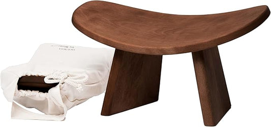 Meditation Bench IKUKO Original, Portable Version with Bag, Locally Handmade Wooden Kneeling Ergonomic Seiza Seat, Prana Yoga - 2 Colors, 3 Height Sizes-GravixFit