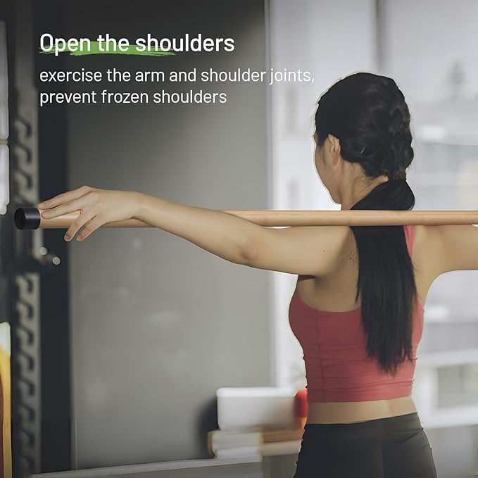 Slim Panda Yoga Stick, 5ft Natural Bamboo Stick with Rubber Ends, Exercise Stretching Stick for Yoga, Stretching, Balance and Correcting Posture, Rehabilitation Physical Therapy Aids-GravixFit