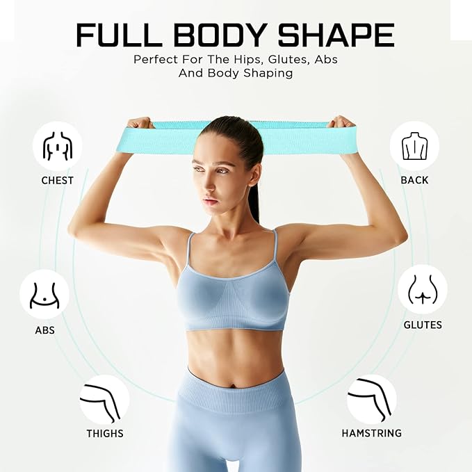 12 Pcs Fabric Resistance Bands for Working Out Booty Workout Stretch Exercise Bands Non Slip for Legs Squat Resistance Loop for Women Men Starter Butt Hip Thigh Fitness-GravixFit