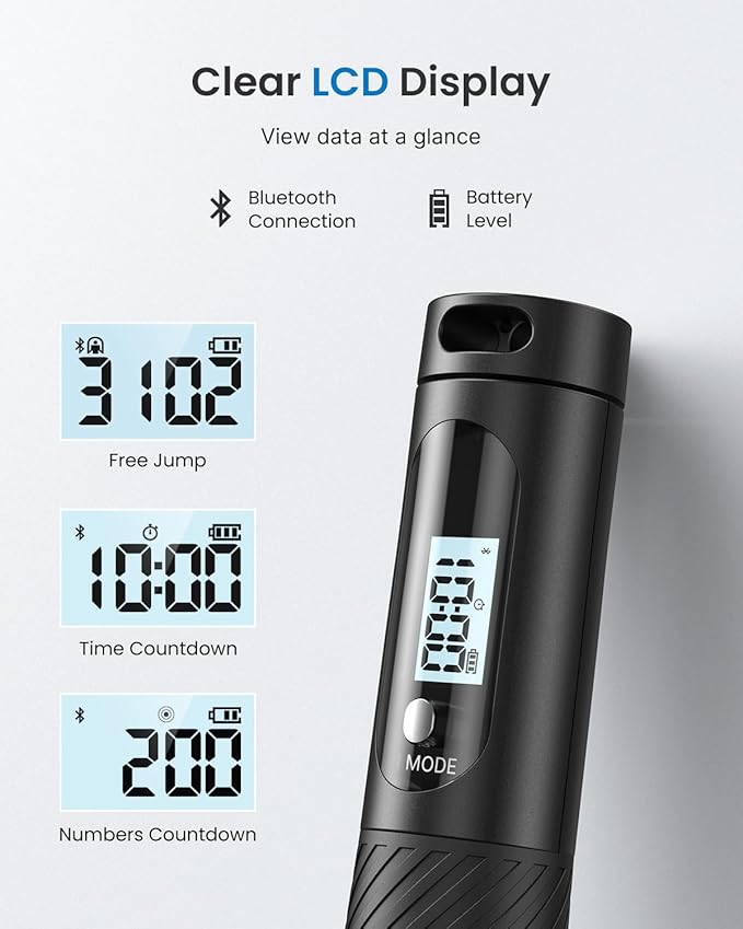 RENPHO Cordless Jump Rope, Weighted Jump Rope with Counter, Jump Ropes for Fitness, Smart Skipping Rope for Crossfit, Gym, Burn Calorie, APP Data Analysis, at-Home-Workout for Women Men Adult Kids-GravixFit