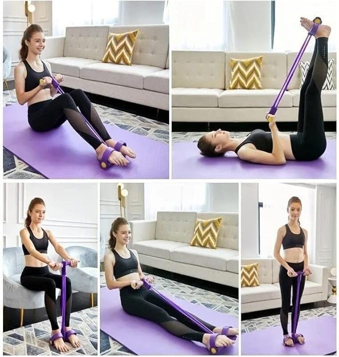 21 Fitness Resistance Bands - 4 Tube Pedal Ankle Puller, Yoga Handle Bands Exerciser Multifunction Trainer Tension Rope for Body, Abdomen, Waist, Arm, Tummy Exercise Stretching Training ( Color : Gray-GravixFit