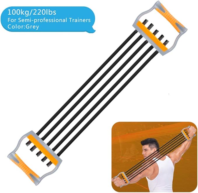 TOCO FREIDO Chest Expander | Arm Training, 5 Tubes Ajustable Arm Strength Trainer, Exercise Resistance Bands for Home Fitness Muscle Training Body Building-GravixFit