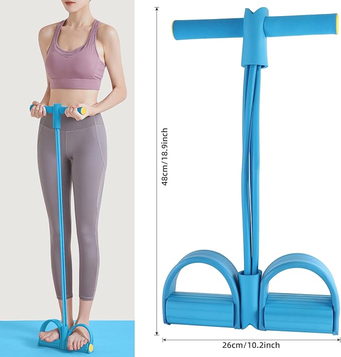 Multi-Function Tension Rope – 4 Tube Resistance Bands with Handles – Sit Up Exercise Equipment Home Gym Tummy Trainer for Men Women-GravixFit