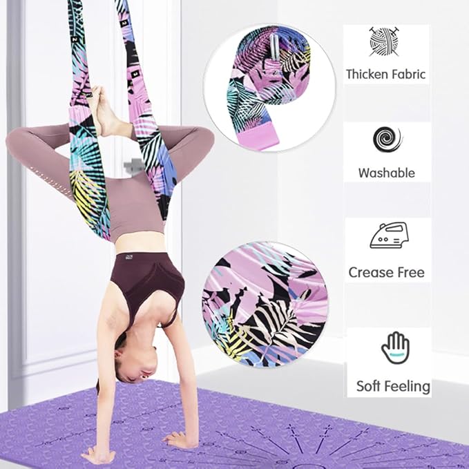 TOCO FREIDO Waist Back Leg Stretch Strap/Yoga Fitness Band, Leg Stretching Assist Trainer, Yoga Stretcher, Back Bend Split Inversion Strap for Fitness, Dance, Ballet, Gymnastics-GravixFit