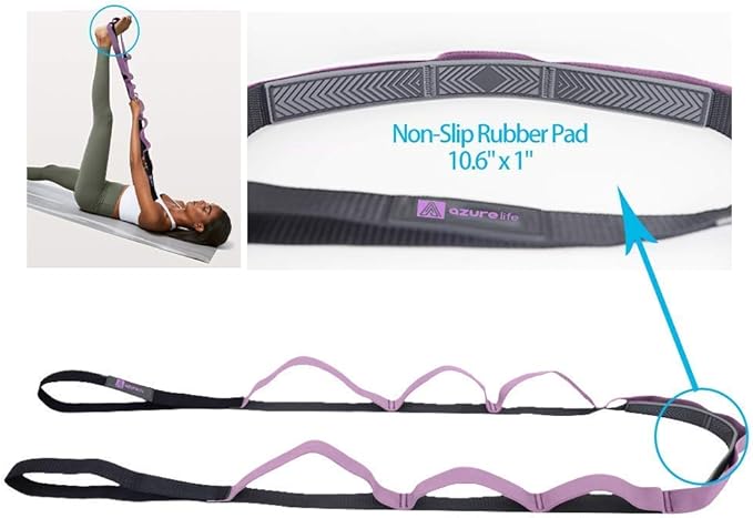 Premium Durable Stretch Straps with Loops, Stretching Strap for Physical Therapy, Multi-Loop Yoga Strap Fitness Exercise Strap for Yoga, Pilates, Dance, Flexibility&Exercise-GravixFit