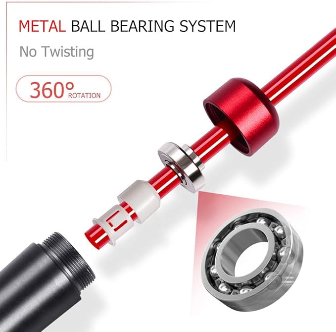 Redify Weighted Jump Rope for Workout Fitness(1LB), Tangle-Free Ball Bearing Rapid Speed Skipping Rope for MMA Boxing Weight-loss,Aluminum Handle Adjustable Length 9MM Fabric Cotton+9MM Solid PVC Rope-GravixFit