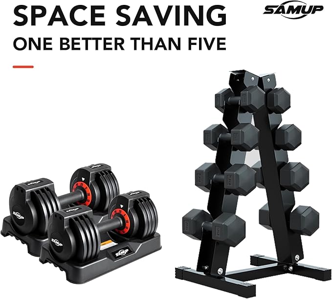 25/55 lbs Pair Adjustable Dumbbells Set, Adjustable Weights Dumbbells Set for Men and Women with Anti-Slip Fast Adjust Weight by Turning Handle,Black Dumbbell with Tray-GravixFit