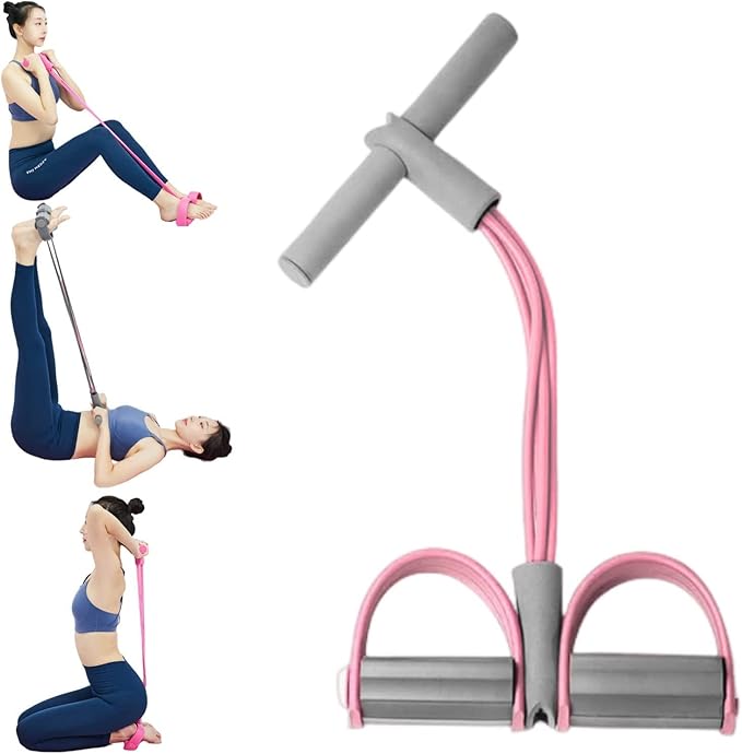 21 Fitness Resistance Bands - 4 Tube Pedal Ankle Puller, Yoga Handle Bands Exerciser Multifunction Trainer Tension Rope for Body, Abdomen, Waist, Arm, Tummy Exercise Stretching Training ( Color : Ash-GravixFit