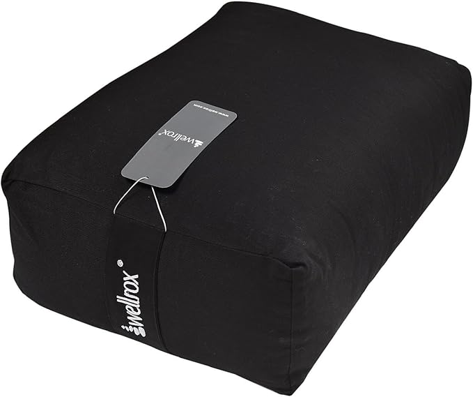 Rectangular Yoga Bolster Pillow, 18" x 12" x 6", Pink Cotton-GravixFit