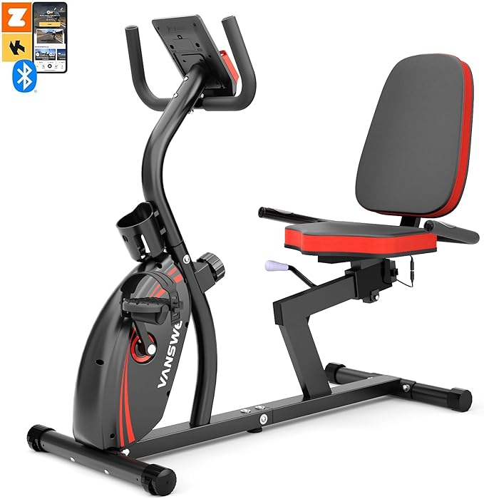 VANSWE Recumbent Exercise Bike for Adults Seniors - Recumbent Bikes for Home with Magnetic Resistance, Bluetooth and App Connectivity, Pulse Sensor-GravixFit