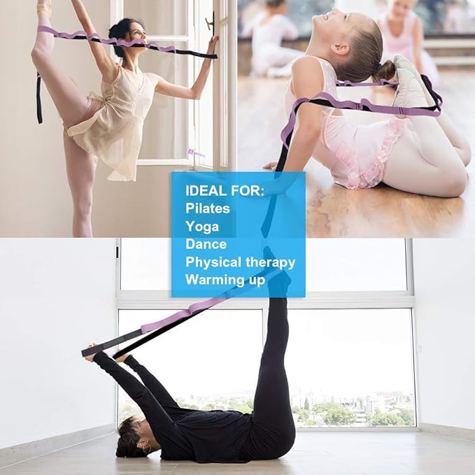 Premium Durable Stretch Straps with Loops, Stretching Strap for Physical Therapy, Multi-Loop Yoga Strap Fitness Exercise Strap for Yoga, Pilates, Dance, Flexibility&Exercise-GravixFit
