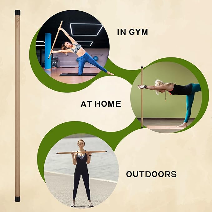 RitFit 5ft Natural Bamboo Yoga Stick, Exercise Stick, Stretching Stick, Versatile Tool for Yoga Practice, Stretching, Flexibility-GravixFit