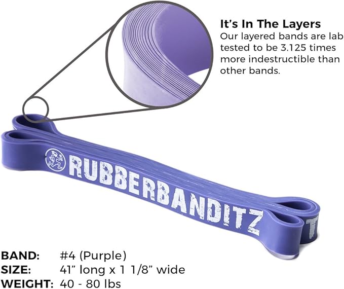 Rubberbanditz Pull Up Assist Resistance Bands Heavy Duty Loop Exercise Workout Bands for Powerlifting, Mobility, and Stretching-GravixFit