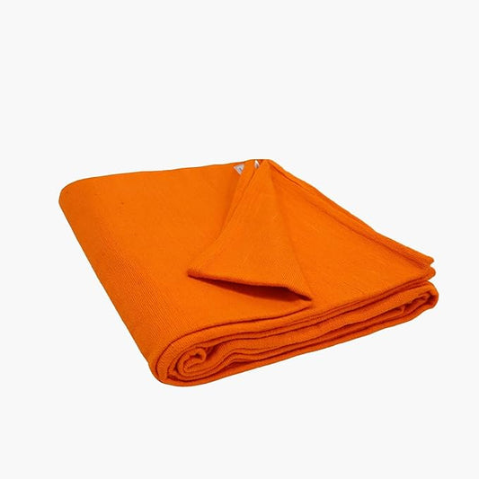 Yogikuti Iyengar Cotton Yoga Blanket Set of One – Thick Handwoven Yoga Blankets for Restorative Yoga, Meditation & Pranayama – Premium Cotton Yoga Blanket for Support & Comfort in Pranayama (Orange)-GravixFit