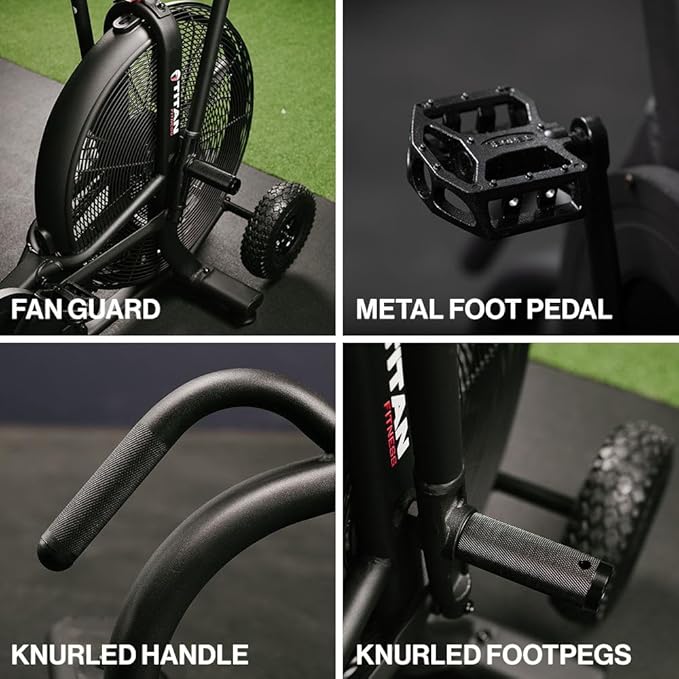 Titan Fitness Fan Bike, Indoor/Outdoor Cycling Exercise Bike with LCD Screen, Stationary Bike for Home Gym, Exercise and Cardio Workout Equipment, Black, 111 LB