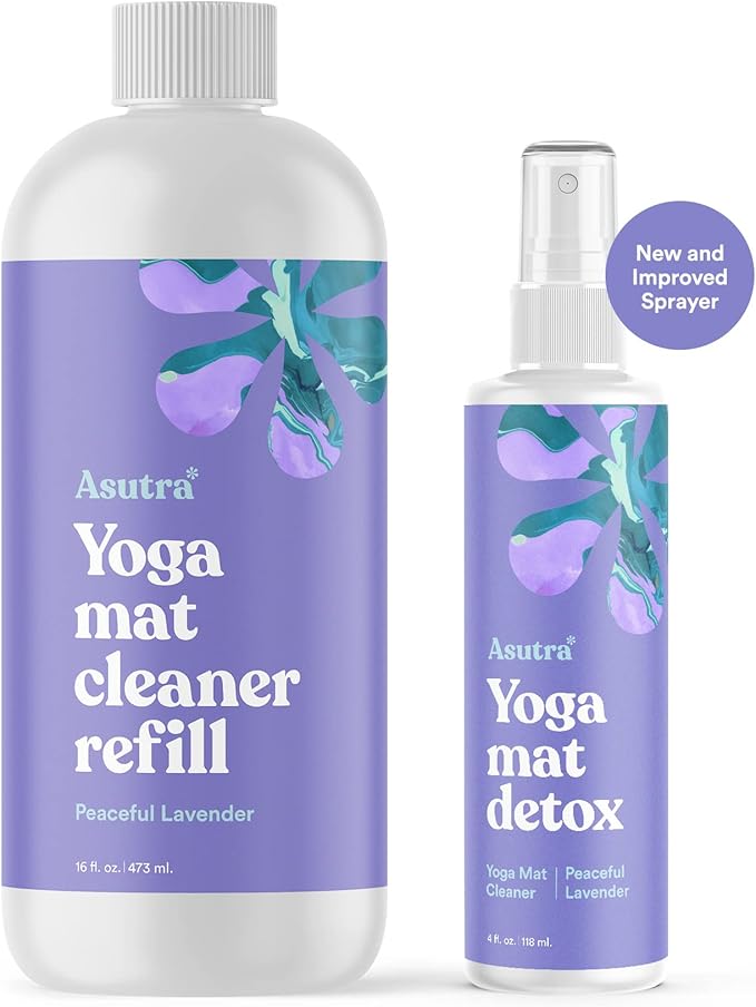 ASUTRA Yoga Mat Cleaner Spray Refill (Peaceful Lavender), 16 fl oz - Organic Essential Oils, No Slippery Residue, Deep-Cleansing for Fitness Gear & Gym Equipment-GravixFit