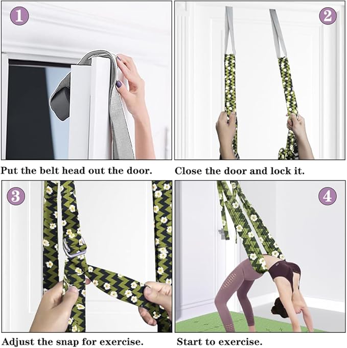 TOCO FREIDO Waist Back Leg Stretch Strap/Yoga Fitness Band, Leg Stretching Assist Trainer, Yoga Stretcher, Back Bend Split Inversion Strap for Fitness, Dance, Ballet, Gymnastics-GravixFit