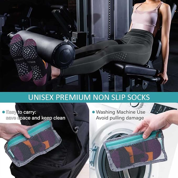 Hylaea Unisex Non Slip Socks with Grip for Yoga, Hospital, Pilates, Barre | Ankle, Cushioned-GravixFit