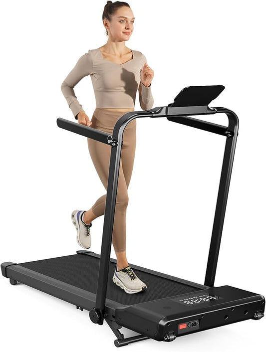 Walking Pad Treadmill with Handle bar, 3.0HP Small Foldable Treadmills for Home with APP Remote Control and LED Display, 7.5MPH Portable Treadmill 300 Lbs Capacity-GravixFit