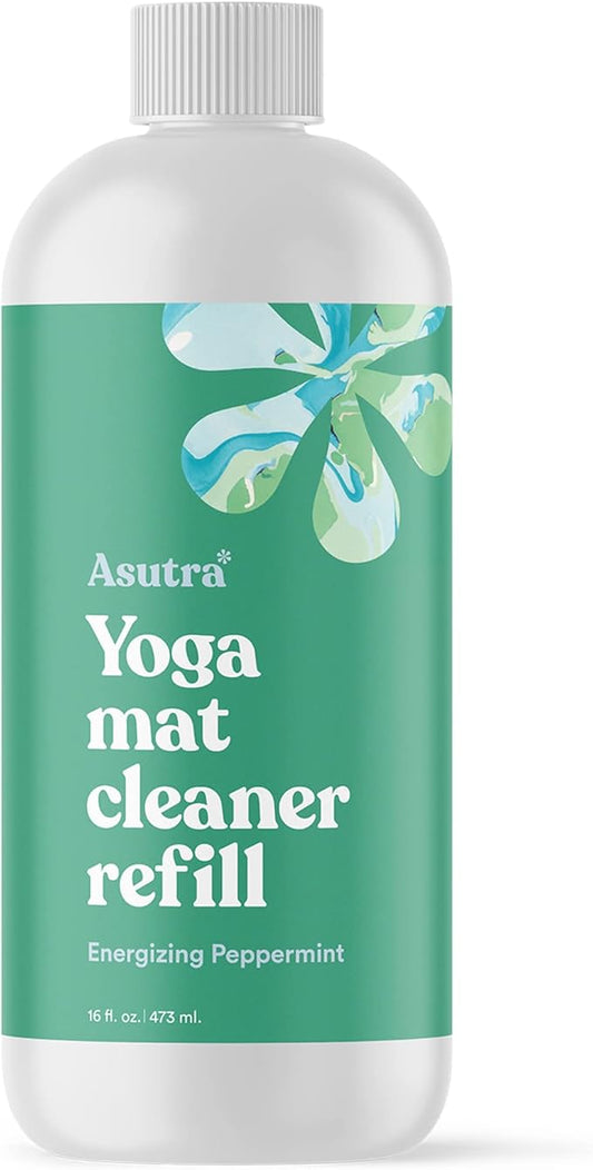 ASUTRA Yoga Mat Cleaner Spray Refill (Energizing Peppermint), 16 fl oz - No Slippery Residue, Organic Essential Oils, Deep-Cleansing for Fitness Gear & Gym Equipment-GravixFit