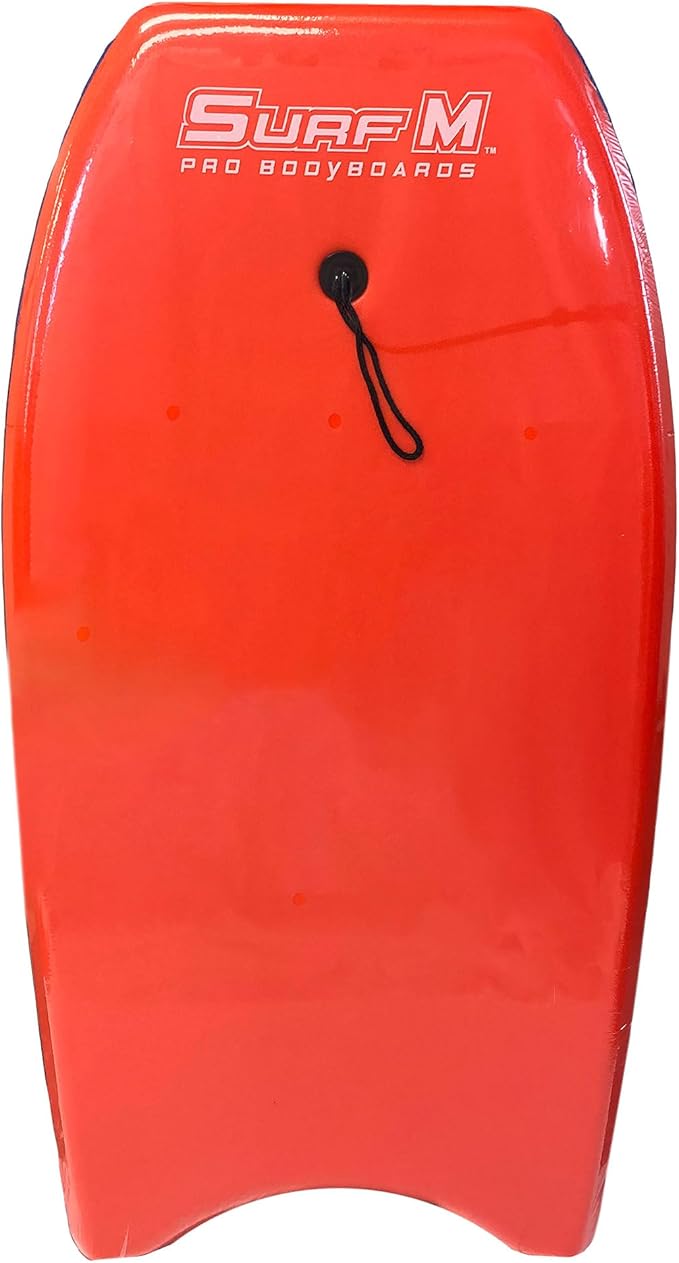 PMU 33 Inch Red Bodyboard - Lightweight Wrist Leash, Slick Bottom Boards for Beach, Sea & Pool - Surfing Board for Kids, Teens & Adults Wave Conditions Pkg/1