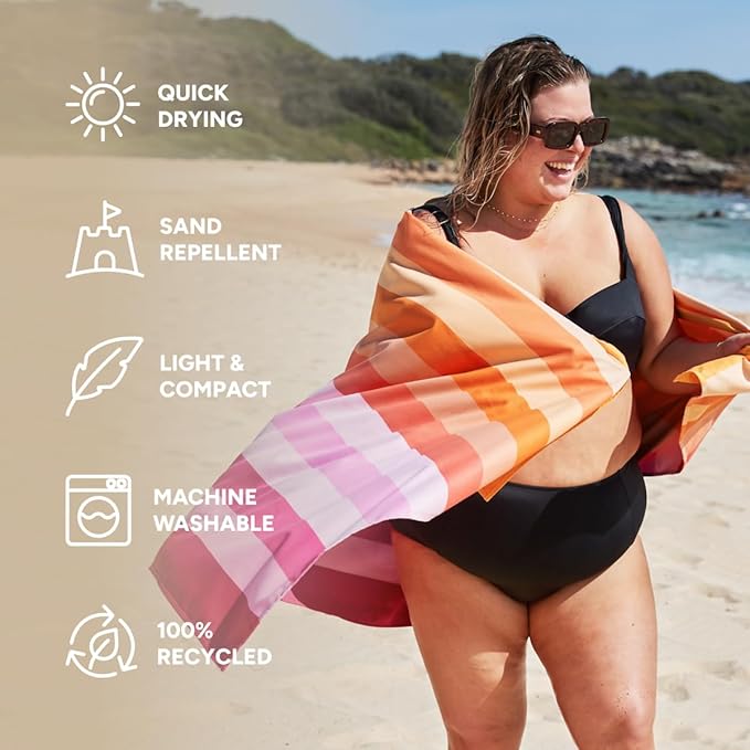 Dock & Bay Quick Drying Towel - for Sports & Gym - Compact, Lightweight - 100% Recycled - Includes Bag - Summer - Miami Sorbet, Extra Large (200x90cm, 78x35)-GravixFit