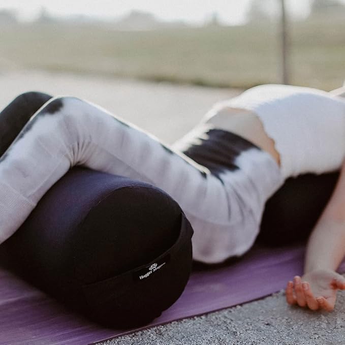 Hugger Mugger Round Yoga Bolster - Firm Round Shape, Higher Profile, Great Under Knees, Soft Support, Handmade in The USA-GravixFit