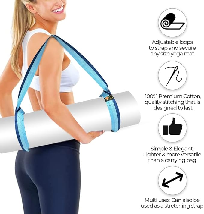 Yoga Mat Carrier Strap | Adjustable Mat Holder Sling for Carrying Mats | Thick & Comfy Texture | Yoga Mat Strap-GravixFit