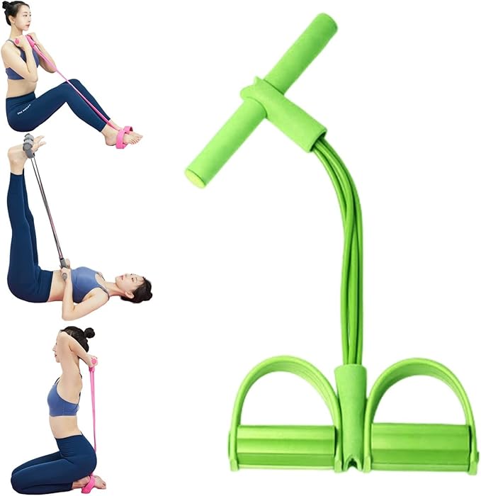 21 Fitness Resistance Bands - 4 Tube Pedal Ankle Puller, Yoga Handle Bands Exerciser Multifunction Trainer Tension Rope for Body, Abdomen, Waist, Arm, Tummy Exercise Stretching Training ( Color : Gree-GravixFit