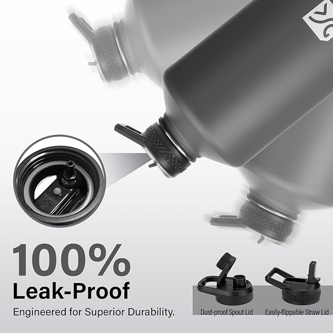 1 Gallon Water Bottle Insulated | Thickened Stainless Steel Vacuum Metal Water Jug | Portable Sports Large for Gym and Hiking with Straw, Carrier Bag, Handle Strap | BPA-Free 128 oz-GravixFit